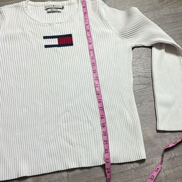 VTG Tommy Hilfiger Flag Front Ribbed Sweater - Picture 8 of 8